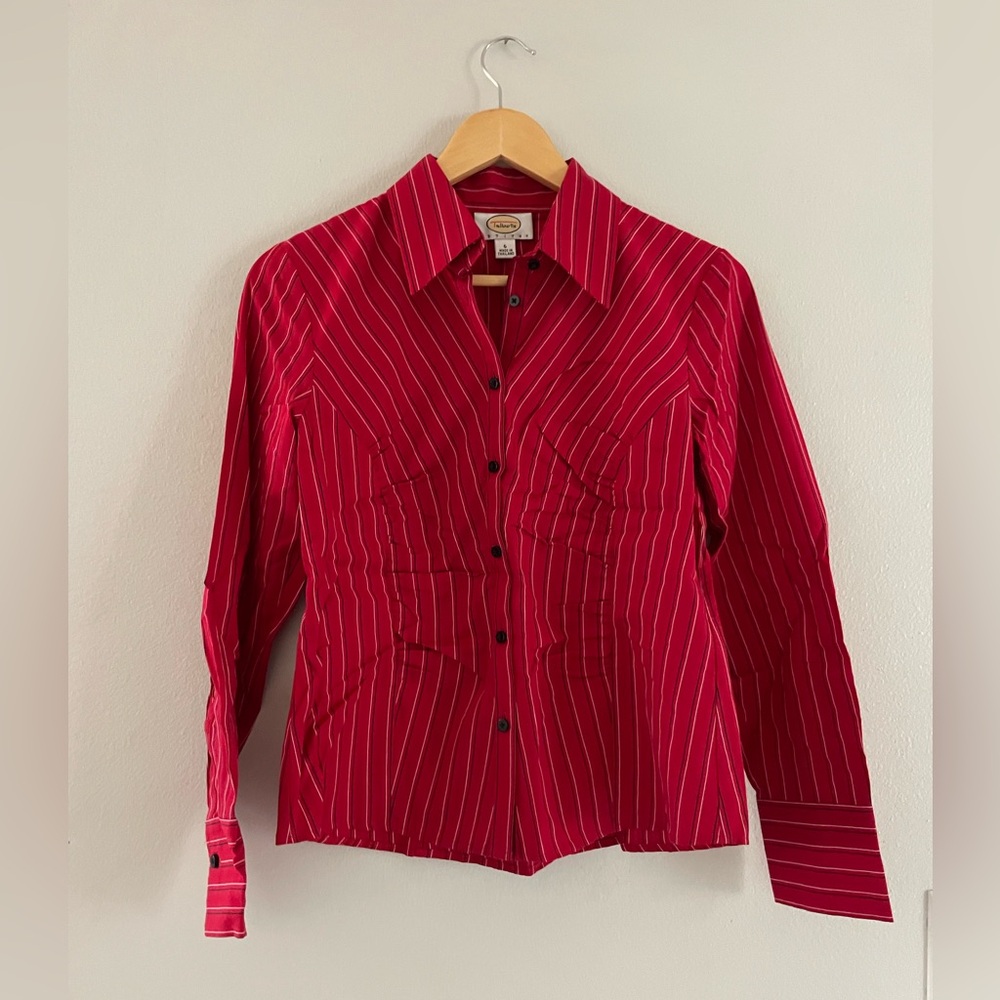 Talbots Red & White PinStriped Button Down Shirt